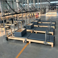 Equipo de Pilates Comercial, Cama Reformer de Pilates Plegable de Madera de Roble, Reformers de Pilates con Torre