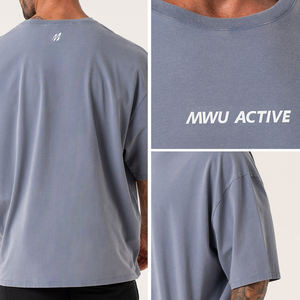 Camicia HUCAI in cotone 7% Spandex 93% personalizzata maglietta pesante da allenamento sportiva oversize da ginnastica da <span class=keywords><strong>uomo</strong></span> - Product Image 2