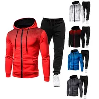 Men's blank winter jacket set sport Hooded 2 Piece set Hoodies Joggers men wear Gym training   jogging suit