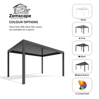 Pavillon de terrasse préfabriqué Zemscape, auvent solaire en aluminium avec toit à lamelles et éclairage LED