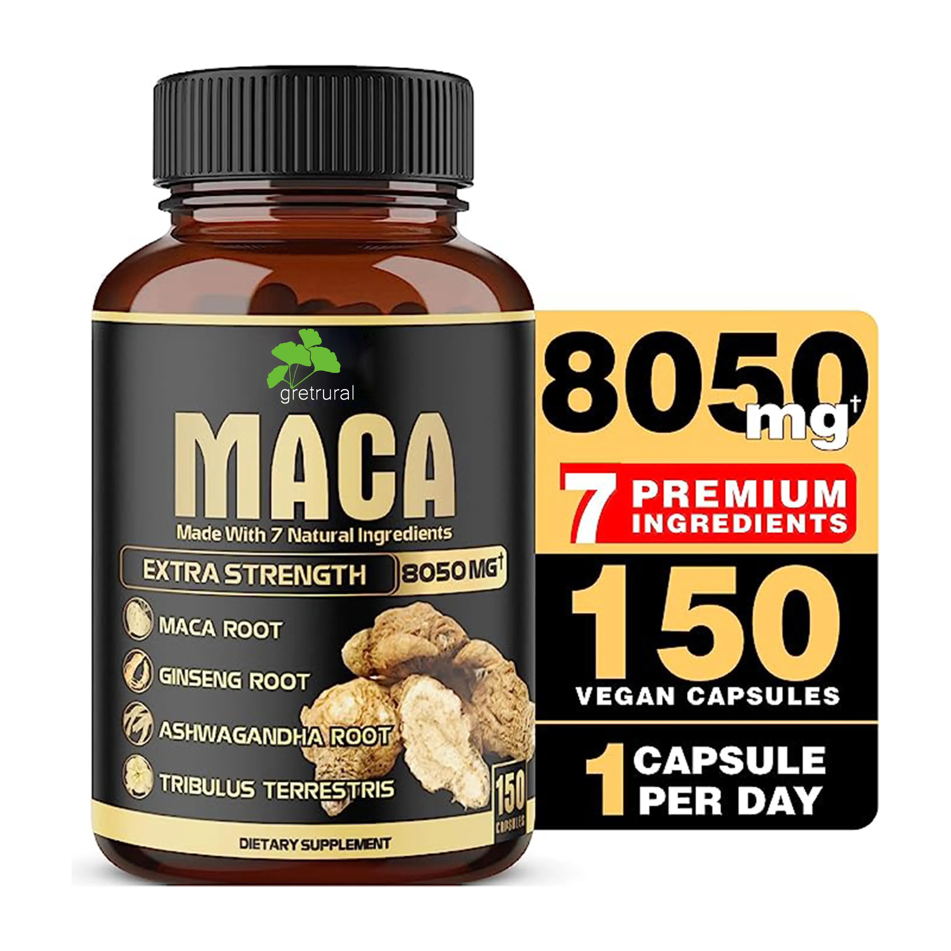 OEM/ODM Maca Root Capsules - With Ashwagandha, Ginseng, Tribulus, Shilajit, Shatavari & Black Pepper