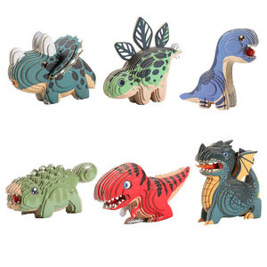 Puzzle 3D en papier de haute qualité pour enfants, modèle d'animal dinosaure, jeu de puzzle fait main, modèle de dinosaure de dessin animé - Product Image 1