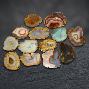 Tranche d'agate naturelle, taille radiante, polie, opalescente, gemme traitée par rayonnement pour la fabrication de bijoux, 2,50-3,50 pouces, 30-45 grammes - Product Image 2