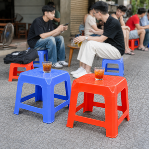 Modern Virgin PP Low <b>Stool</b> Stackable Lightweight Durable Ottoman Seat Cafe Tea Shop Home Living Room - Product Image 3