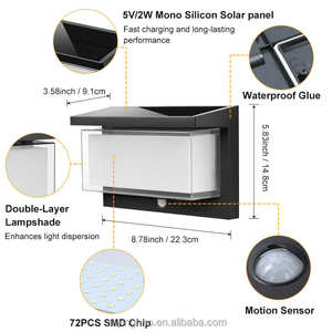 Applique murale <span class=keywords><strong>solaire</strong></span> moderne 1000LM pour extérieur, étanche IP65, en ABS, éclairage LED <span class=keywords><strong>solaire</strong></span> mural, double capteur pour jardin - Product Image 4