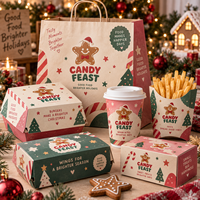 Boîte d'emballage personnalisée pour sandwichs de Noël, boîte en papier pour café à emporter, conteneur d'emballage pour boulangerie, fournisseur de services alimentaires