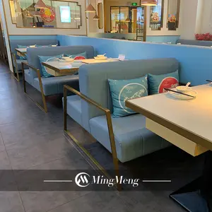 כחול יוקרה ספת מסעדת ספה תא מושב מסעדה ריהוט גואנגזו Mingmeng אור יוקרה אוכל כיסא עור ספה