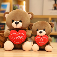 Vente en gros 18cm 28cm ours en peluche jouet avec coeur rouge amour et lumière LED animaux en peluche jouets en peluche