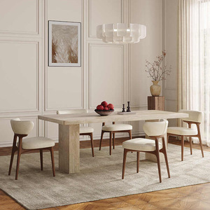 Mesa de Comedor Rectangular de Travertino Beige para 8 Personas, Estilo Wabi-Sabi Moderno, de Piedra Natural de Lujo, Personalizada por <span class=keywords><strong>Sen</strong></span> Pan - Product Image 1