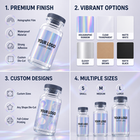Étiquettes autocollantes holographiques imperméables pour flacons, rouleau personnalisé avec logo, 2 ml, 3 ml, 5 ml, 10 ml, pour bouteilles en verre
