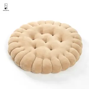 Coussin de siège rond Beige Super doux et confortable, coussin de chaise en forme de Biscuit, Tatami, coussins de sol pour Yoga, salon, balcon, bureau