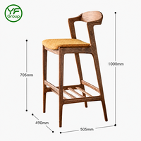 Chaise de bar en bois massif de luxe, siège rembourré, chaise de bar moderne pour restaurant, mobilier de café, vente en gros d'usine