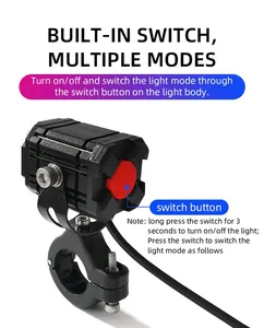 12-80V Đèn Xe Máy phụ trợ tại chỗ đèn sương mù đèn <span class=keywords><strong>flash</strong></span> ống kính máy chiếu Bốn chế độ dẫn lái xe Đèn Xe Máy - Product Image 4