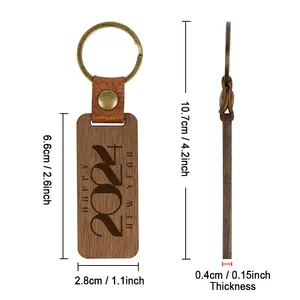 High Quality Custom Logo Wood Keychain Personalized Engraving Walnut Cherry Wood Key Chain