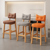 Tabouret de bar en cuir à dossier haut, design moderne, finition argentée, utilisation domestique et commerciale, structure en métal