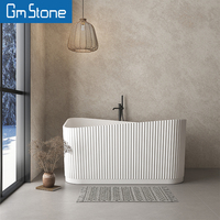 Baignoire autoportante blanche de petite taille 1,2 m, moderne, en pierre artificielle, personnalisable pour hôtel – Offre spéciale