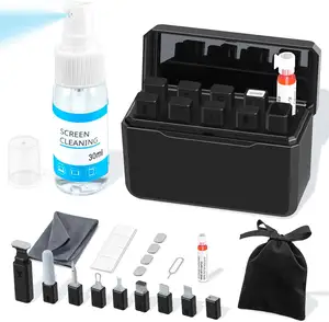 Spray de limpeza para fones de ouvido, kit de limpeza de cabos de dados para celular, kit de limpeza de portas de carregamento