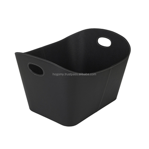 ตะกร้าเก็บของคุณภาพสูงทำจากหนัง PU และไม้ สำหรับใส่ฟืน - Product Image 1