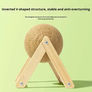 Manufacturer Wholesale Durable Wooden Minimalist <strong>Cat</strong> <strong>Scratching</strong> <strong>Post</strong> Hand-<strong>wrapped</strong> Jute Sisal Rope Climbing Frame - Product Image 2