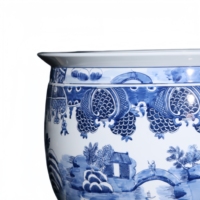Grand pot à plantes en porcelaine bleue et blanche peint à la main, pot en céramique rétro chinois, pot de mariage écologique, durable, décoratif pour table