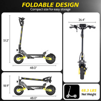 Trottinette électrique pour adultes EOEOTWO GT06, 25-45 miles hors route, 1200W/2400W, 30 MPH, pliable, moteurisé, pneus de route de 11 pouces, écran LED plus grand