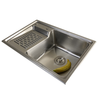 Évier de lavage simple en acier inoxydable SUS304 68*45cm, surface brossée, pour comptoir, équipement sanitaire commercial, vente en gros