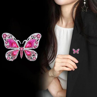 Broche Papillon Personnalisée en Alliage Diamanté pour Femme, Accessoire Vestimentaire Élégant et Léger de Luxe