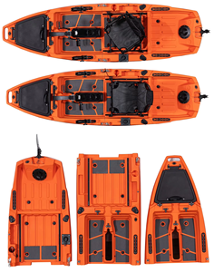Canoë/Kayak modulaire en PEHD en 2 sections détachables pour la pêche et le surf, avec moteur de traîne certifié CE, propulsion par pagaie et gilet de sauvetage - Product Image 2