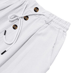 Pantaloni in <span class=keywords><strong>Lino</strong></span> di Alta Qualità per Uomo, Lunghi e Traspiranti per l'Estate, Comodi Pantaloni Casual da Spiaggia a Vita Media e Gamba Dritta - Product Image 2