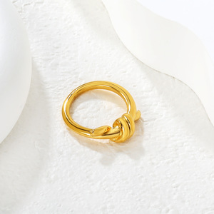 Geometric Knot <b>Ring</b> 18k Gold Plated Unisex Fashion Jewelry Gift - Product Image 3