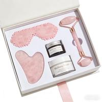 Ensemble de soins du visage Mushang Home Spa, outil Gua Sha en pierre de jade authentique et quartz rose, logo personnalisé, masseur facial naturel Guasha