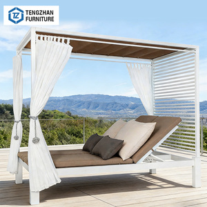 Lettino Prendisole Doppio Reclinabile in Alluminio per Esterni Villa Hotel Giardino Piscina Spiaggia, Impermeabile e Anti-UV - Product Image 1