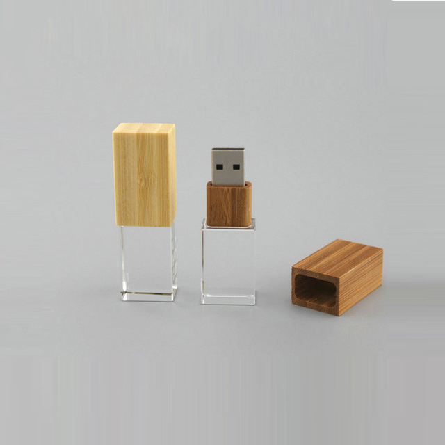 Custom Wooden Glass Led Light up Bulk Usb Flash Drives Laser Engraving Pendrive 2.0 8GB 16GB 32GB 64GB Usb Thumb Drives