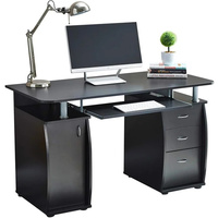 Bureau d'ordinateur ergonomique simple et compact à trois tiroirs avec porte, design écologique pour le bureau à domicile