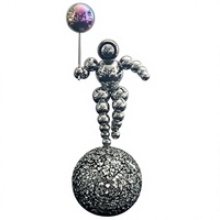 Trofeo de Astronauta con Mapa del Mundo Decorativo Moderno de Diseño Nuevo, de Acero Inoxidable Plateado y Pulido, para Regalo Empresarial