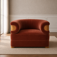 Fauteuil de loisirs en velours Lichen et fauteuil d'appoint en bois de racine, mobilier de luxe sur mesure pour salon.