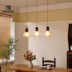 Vintage Style Pendant <b>Light</b> E27 LED Chocolate Glass Shade 3-Head <b>Chandelier</b> For Dining Room Bar Counter Ambient Lighting - Product Image 3