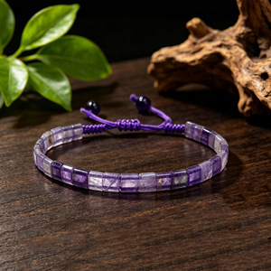 Pulsera de Piedras Preciosas Naturales, Hecha a Mano con Cuerda Tejida, Ajustable, Unisex, Cristales Curativos, Joyería Minimalista Apilable - Product Image 5