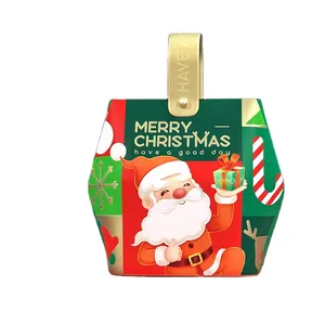 Sensu 새로운 디자인 싼 가격 인쇄 산타 클로스 종이 상자 선물 아이디어 핸들 크리스마스 상자 비즈니스 클라이언트