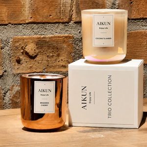 AIKUN OEM Wholesale Luxury Minimalist Modern Refillable Soy Wax Aromatherapy Glass <b>Candle</b> Set for Home Fragrance - Product Image 1