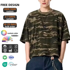 T-<span class=keywords><strong>shirt</strong></span> court de camouflage Boxy pour hommes, poids lourd 230gsm, poids d'épaule en coton lourd américain, t-<span class=keywords><strong>shirt</strong></span> court de rue de marque à la mode - Product Image 1
