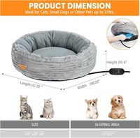 Lit chauffant pour chat Lit chauffant intérieur pour animaux de compagnie pour chats et chiens Lit pour animaux de compagnie rond apaisant et lavable avec coussin chauffant