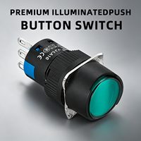 Bouton poussoir à surface incurvée 16 mm, interrupteurs à bouton poussoir en plastique, LED haute luminosité, 5A, contrôle d'équipement industriel