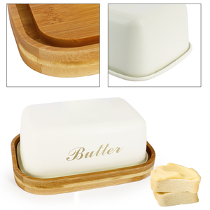 Mantequillera Blanca con Tapa para Encimera, Contenedor de Mantequilla de Hierro Fundido, Bandeja para Mantequilla - Product Image 5