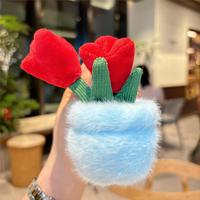 Nouveau porte-clés en peluche en forme de tulipe en pot, adorable poupée, sac à main, pendentif, peluche douce, porte-clés en forme de tulipe