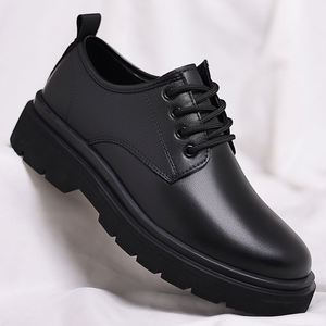 Chaussures pour hommes en cuir véritable de haute qualité, chaussures en cuir décontractées, chaussures de travail formelles noires antidérapantes à bout large pour hommes - Product Image 2