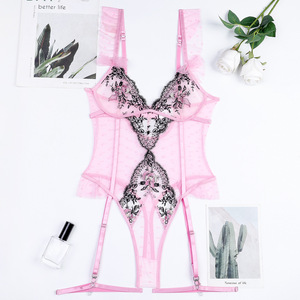 New Design Floral Embroidery Transparent Lingerie <b>Set</b> <b>Sexy</b> Underwear <b>Set</b> for Woman - Product Image 6