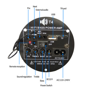 Amplificateur de puissance Hi-Fi miniature T4-220V <span class=keywords><strong>pour</strong></span> la maison, carte audio <span class=keywords><strong>pour</strong></span> voiture 12V, <span class=keywords><strong>Bluetooth</strong></span> intégré, <span class=keywords><strong>récepteur</strong></span> de décodage FM, son numérique - Product Image 6