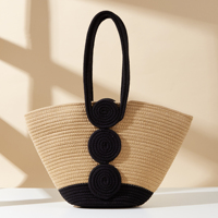Sac de plage en coton tissé de type niche, nouveau modèle d'été, grande capacité, pour les voyages, les stations balnéaires, les vacances en bord de mer, panier à main