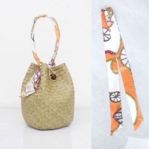 Nuevo Bolso de Mano de Paja Natural para Mujer 2025, Bolso de Playa con Pañuelo de Moda - Product Image 5